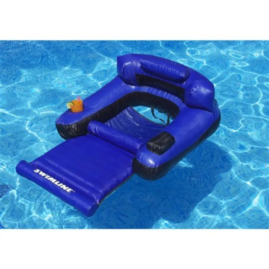 Pool float mattress for adults and kids, Solstice fabric cover, red color, comfortable headrest and quick-dry material