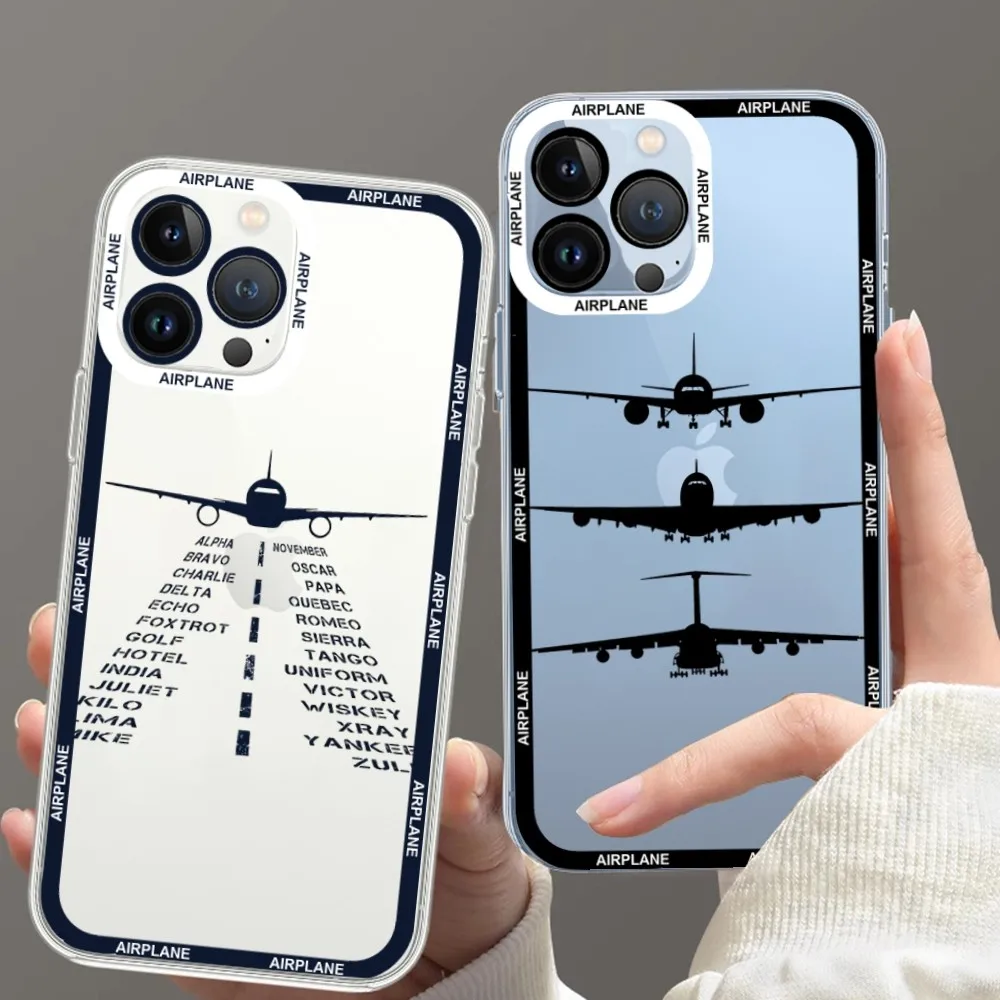 Airplane Pilot Epaulette Phone Case For iPhone 11 12 Mini 13 14 15 Pro Max Transparent Shell