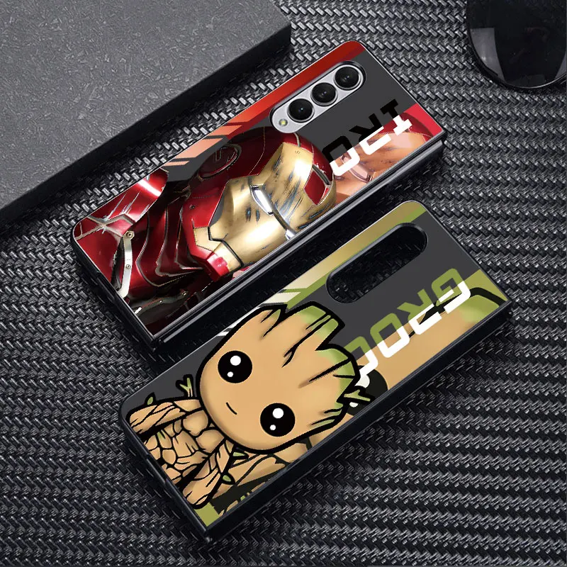 Marvel Iron Man Groot Cases for Samsung Galaxy Z Fold5 5G ZFold4 Z Fold3 Z Fold4 Shockproof Shell Black Cover