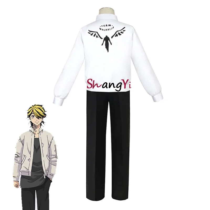 طوكيو المنتقمون Kazutora Hanemiya تأثيري أنيمي طوكيو المنتقمون زي هالوين معطف أبيض Valhalla البيسبول معطف تأثيري