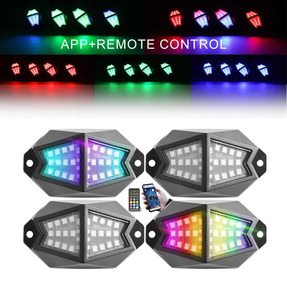 

2025Full Aluminium Multicolor Underglow Neon Offroad Light Kit 4 6 8 12 Pods RGBW LED Rock Lights for Jeep RZR X3