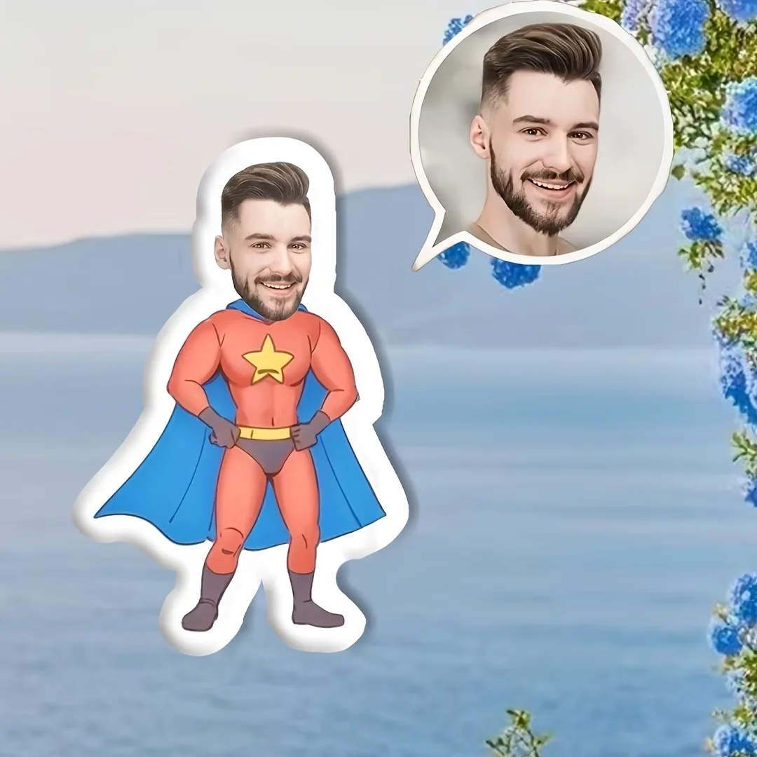 Personalized Photo Cushion, Customized Portrait Photography or Superhero Theme (Personalized for You) --- Soft and Fluffy Cushion, Suitable for Birthdays, Anniversaries, Valentine's Day, and Home Decor, No Power Required, Fun Gift