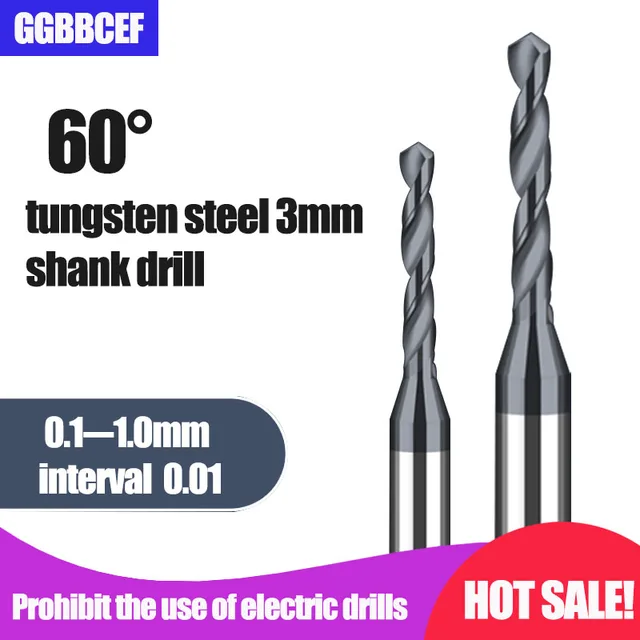 0.1 ~ 1.0mm Micro wiertło z pełnego węglika spiekanego Bit precyzja Mini CNC narzędzie do wiercenia przez otwór o średnicy 0.15mm 3mm ze stali metalowej