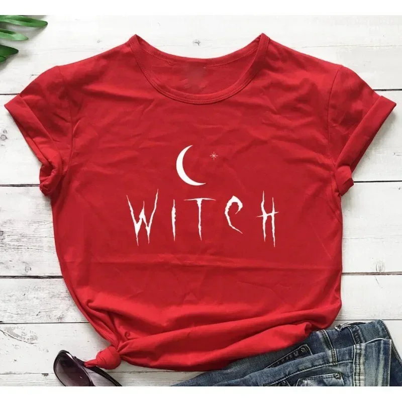 Witch Star Moon Print Women Casual Summer T Shirt Short Sleeve O Neck Loose Women Tshirt Ladies Tee Shirt Tops Camisetas Mujer