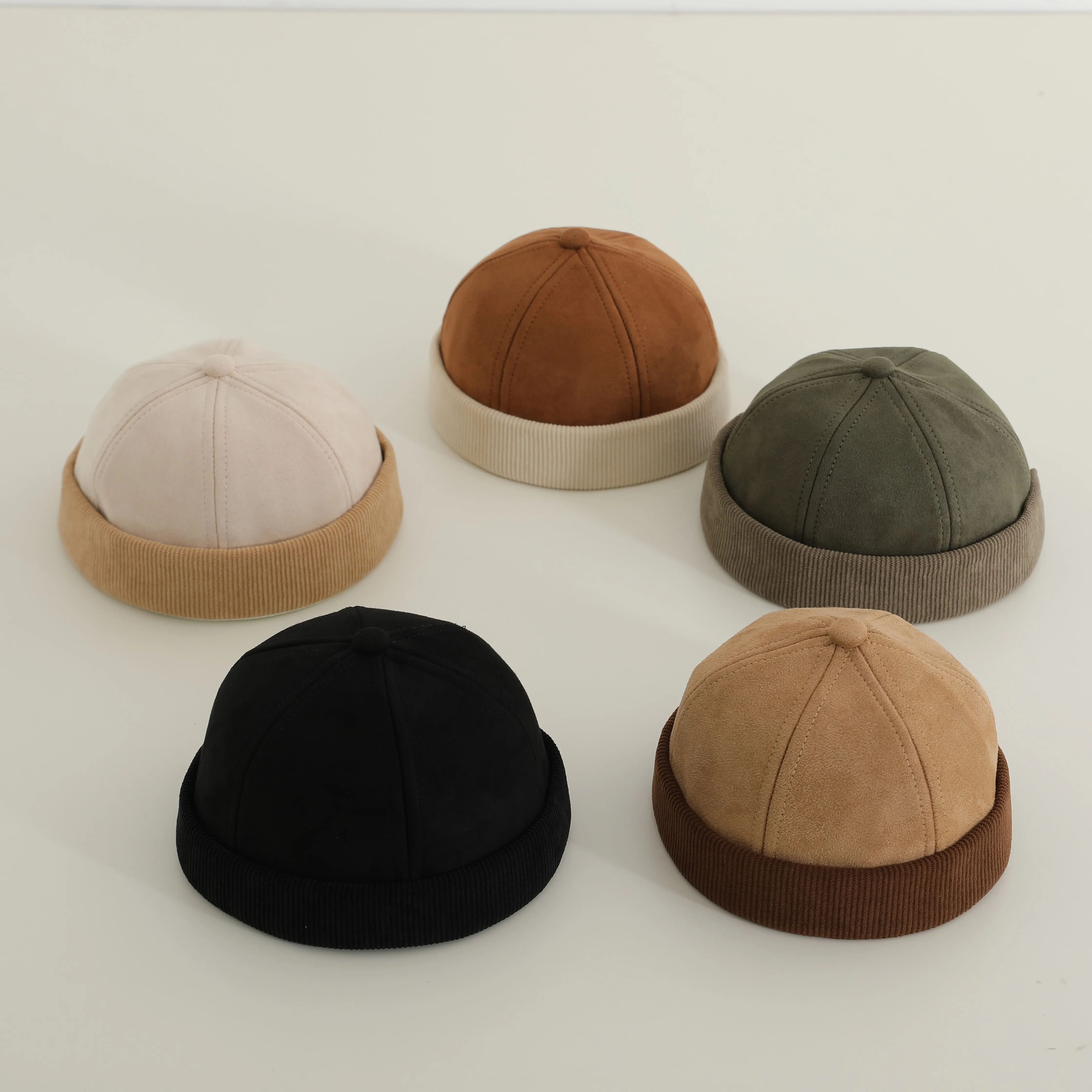 Autumn Winter Kids Landlord Hats Brimless Solid Color Adjustable Boy Girl Sunshade Melon Hats Children Docker Caps