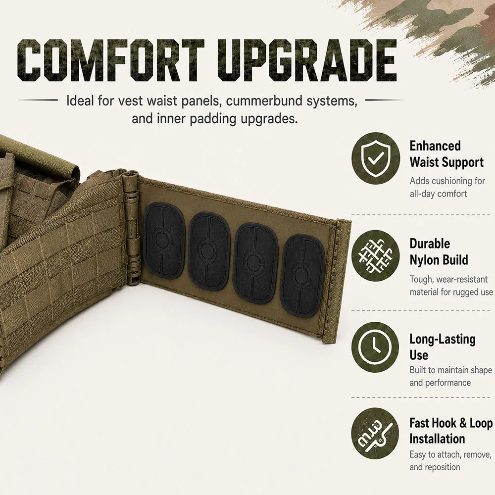 Tactical Cummerbund Pad Set Breathable Anti-Slip Waist Cushion Pressure Relief Liner for Tactical Vest Waist Belt Outdoor Gear