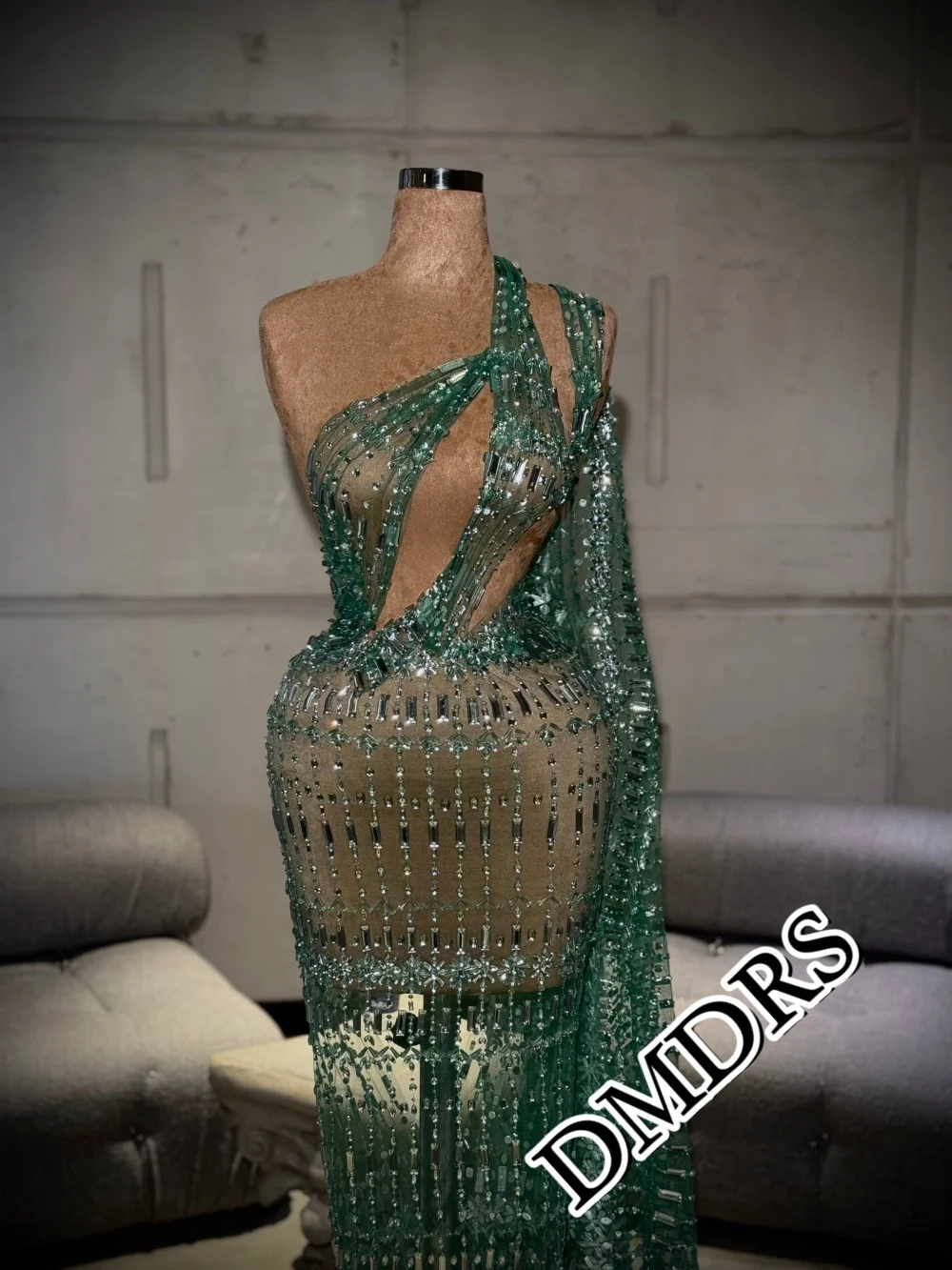 

DMDRS Sexy Cape-Accompanied Evening Dress 2026 Shiny A-Line Party Gown Luxurious One-Shoulder Crystal Floor-Length Party Dresses