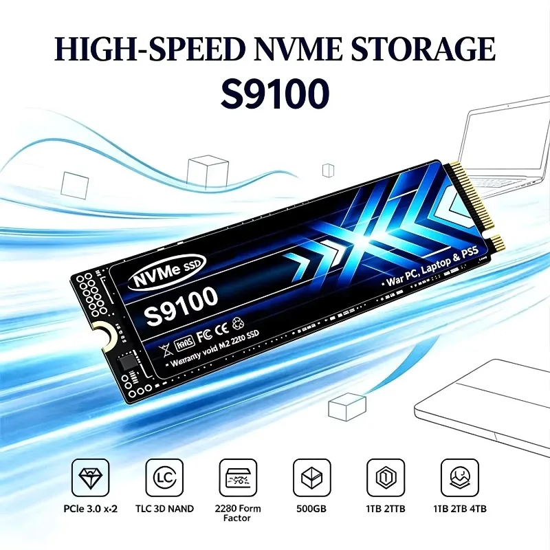 High Speed S9100 M.2 NVMe PCIe 3 SSD 500GB 1TB 2TB 4TB Internal Solid State Storage For Desktop PC Gaming Laptop Office Work