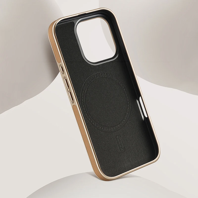 Сильный магнитный кожаный чехол для телефона для Iphone 17, 16, 15, 14, 13, Pro Max 16Pro 15Pro, гальванический чехол для телефона, ощущение кожи, чехол