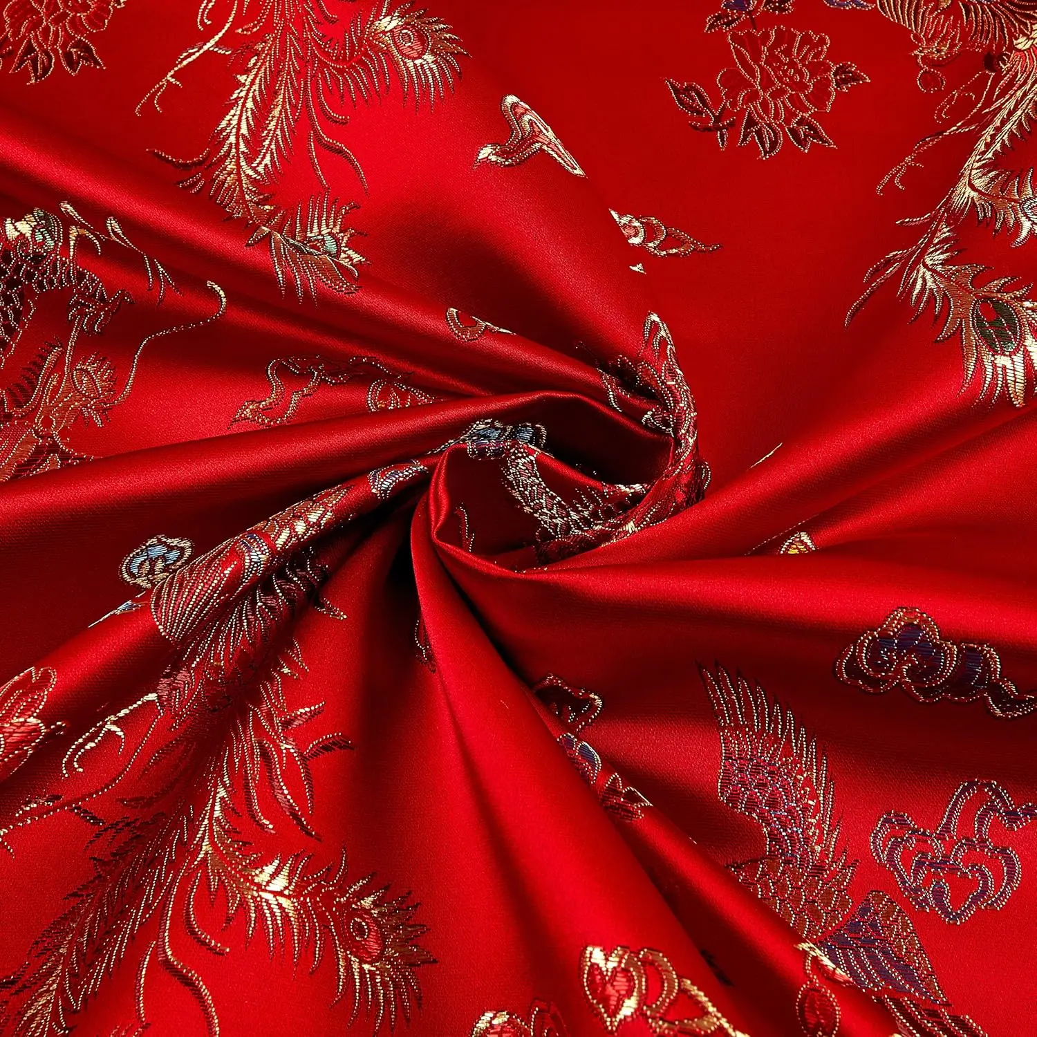

Chinese Brocade Satin Fabric Cheongsam and Kimono Material Satin Fabric for Sewing DIY Costumes Quilting Decor Crafts 150cm Wide