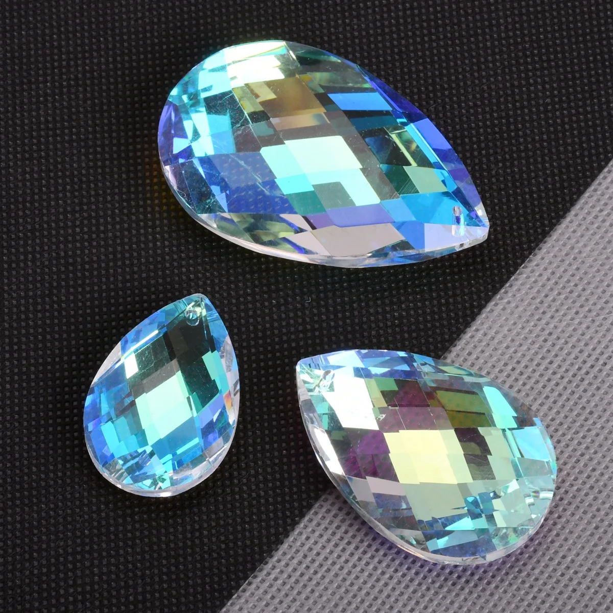 1pcs 38mm 50mm 63mm AB Plated Teardrop Faceted Crystal Glass Loose Pendant Beads For Jewelry Making DIY Curtain