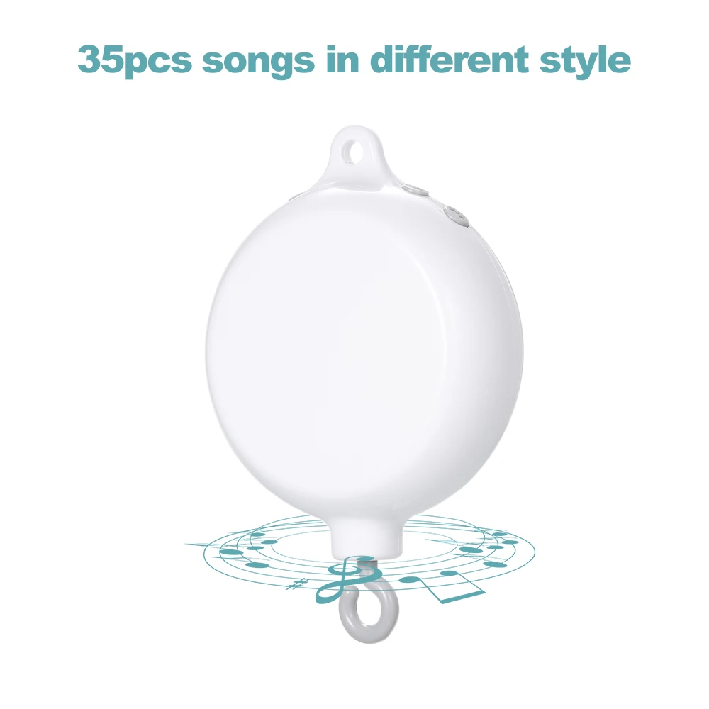 Музыкальная шкатулка для детской кроватки, поворотная Музыкальная шкатулка с дистанционным управлением и музыкальными колокольчиками для детей, с USB-проводом