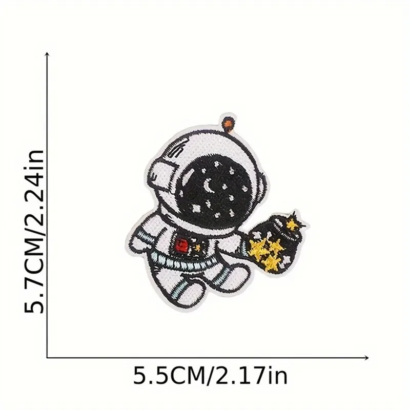 1 pz Patch adesivi ferro sulle toppe per abbigliamento cucito astronauta spazio ricamo fusibile Applique Badge borsa decorazione strisce