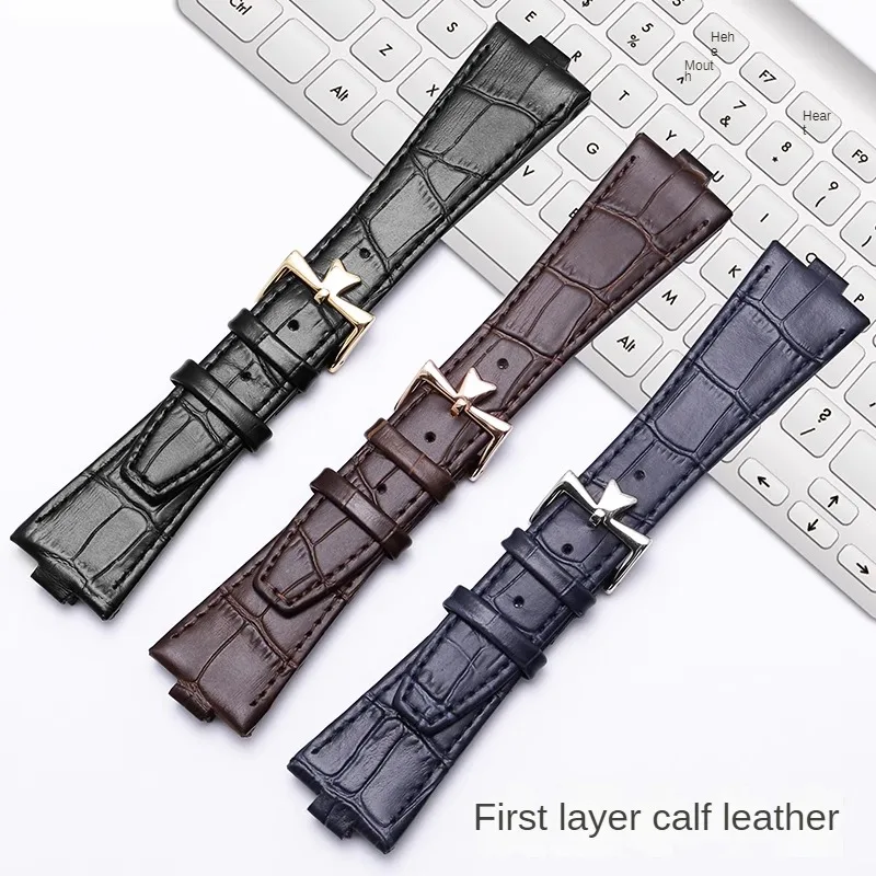 Cowhide Watch Strap Substitute For Crosssea VC47450 49150 47040 Series Convex Interface Leather Watchband 8mm