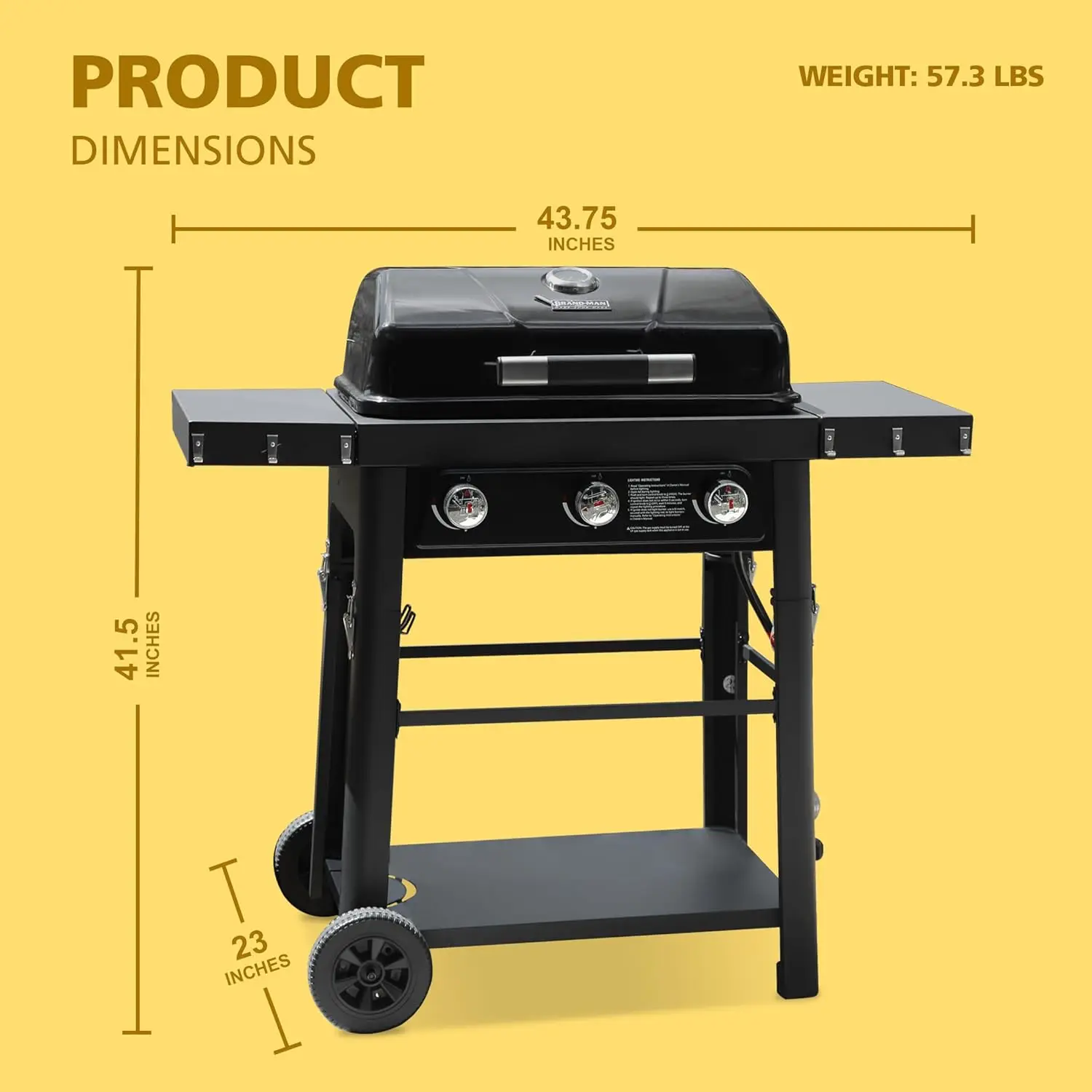 Brand-Man 3 Burner Propane Gas Grill with Portable Tabletop Propane Grill & Enameled Cast Iron Grates, Gas BBQ Grill for Outdoor