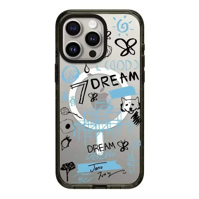 

Korean Dream Graffiti 2.0 Acrylic Black Border Magnetic Phone Case Cover for IPhone 11 12 13 14 15 16 Pro Max Case