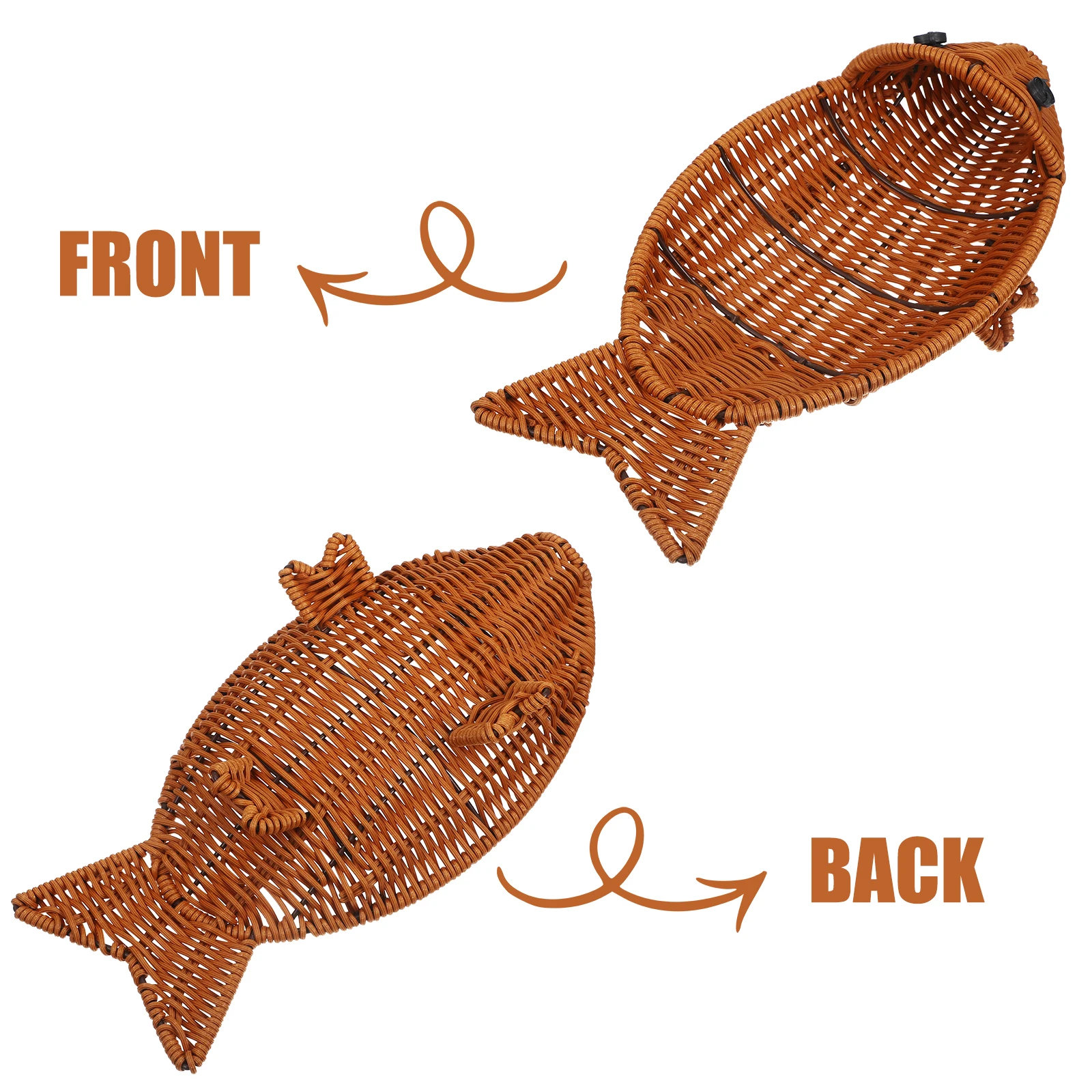 

Fish Shape Imitation Rattan Woven Storage Basket Fruit Tray Coffee Table Organizer Household Decoration Practical Container For