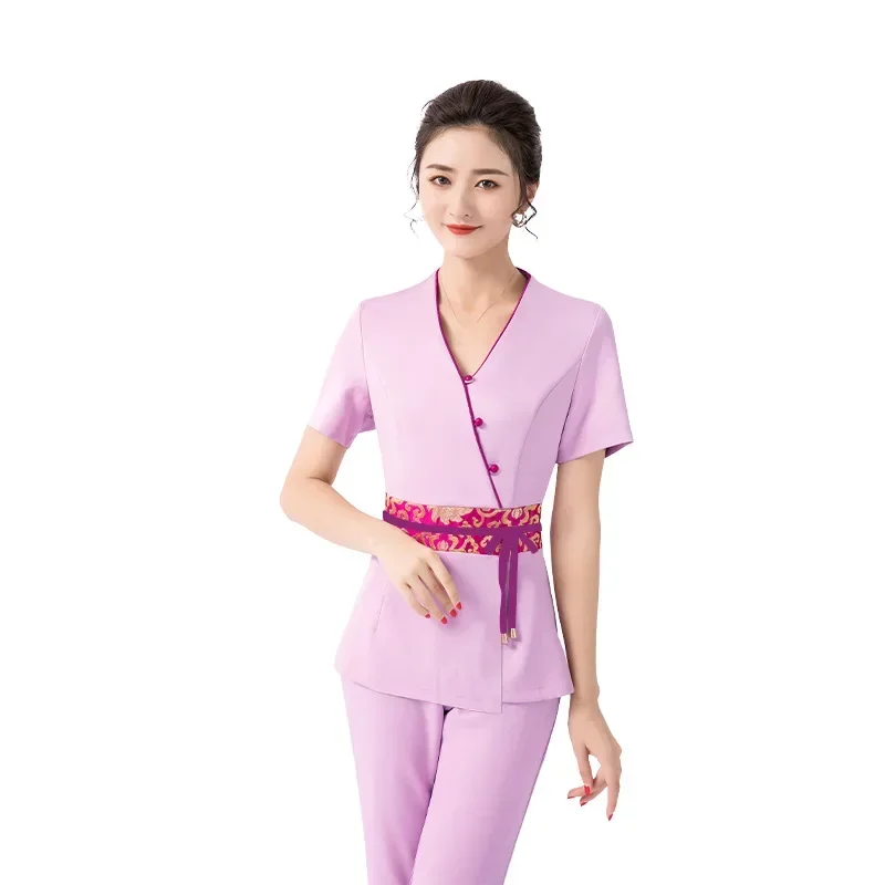 New Beauty Salon Uniform Professional Esthetician Overalls Spa Foot Baths Ear Massage Technician Work Clothes for Woman Suits
