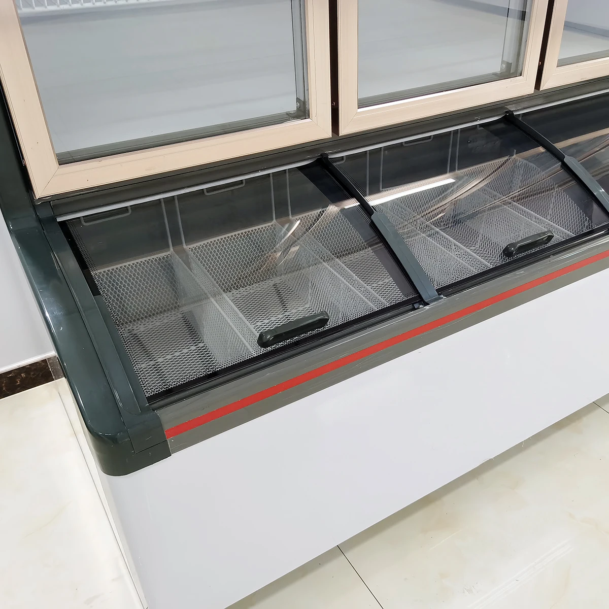 supermarket chiller display glass door vegetable fruits display cooler commercial freezer upright freezer