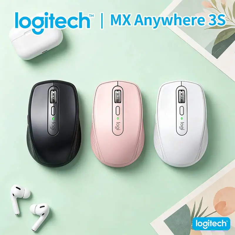 High-Performance Logitech MX Anywhere 3S - 8000 DPI Glass Tracking, MagSpeed Scroll, Silent Click, USB-C Fast Charge for Work