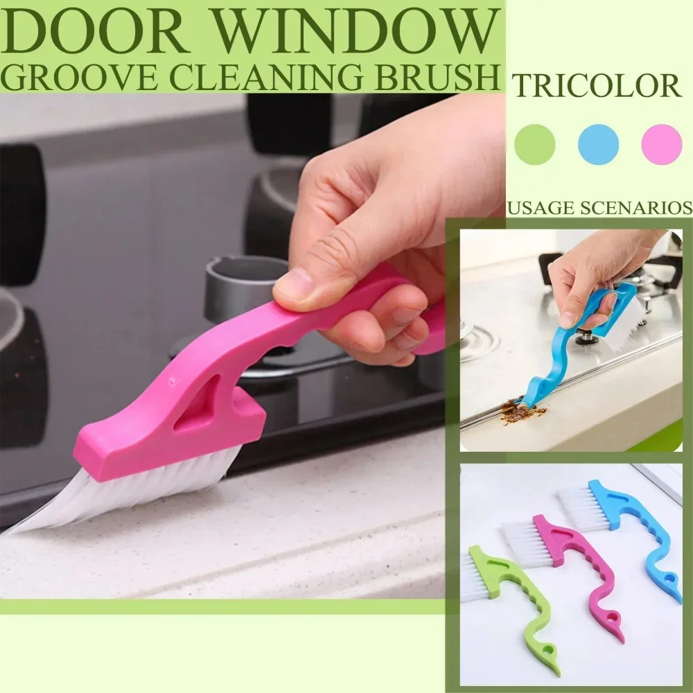 Multipurpose Windows Gap Cleaning 2-In-1 Brush & Flat Shovel Household Cleaning Tool For Kitchen Bathroom Toilet Grooved Brush