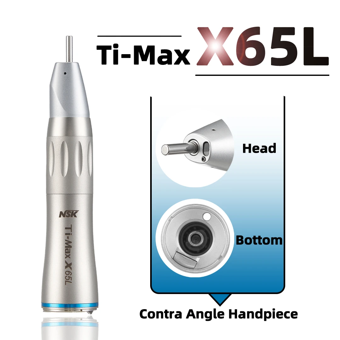 NSK ti-max X65L alat gigi lurus, Handpiece Dental kecepatan penggerak 1:1, serat optik kedokteran gigi kecepatan rendah, cincin biru pas tipe E Motor