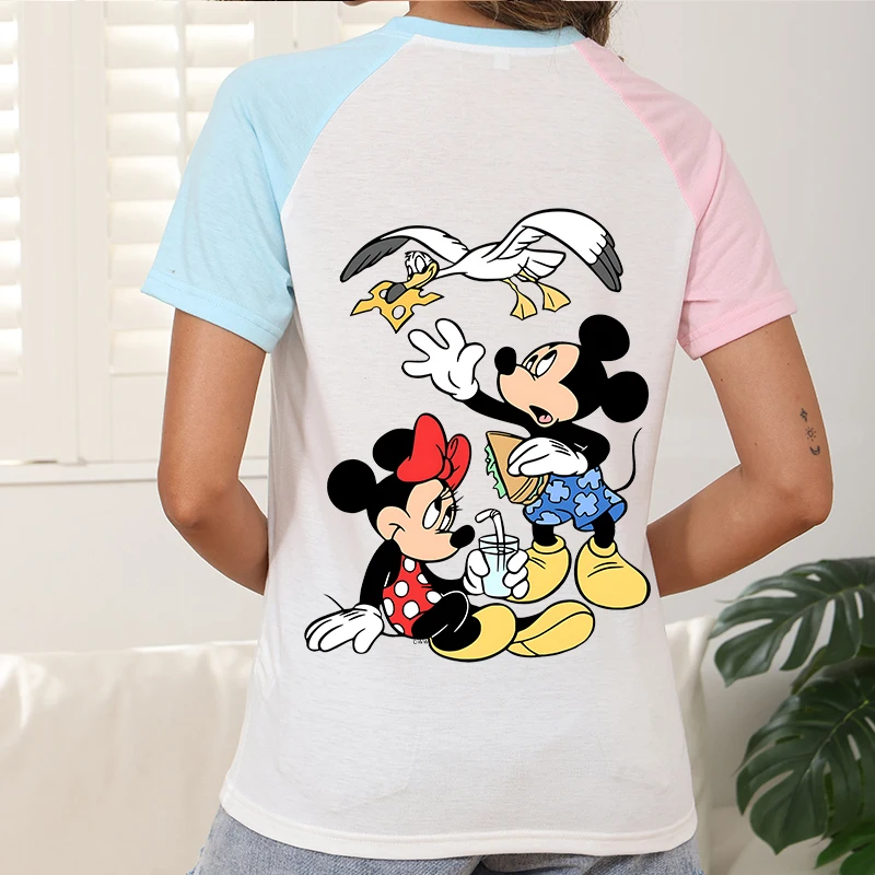 

Clothes Mickey Minnie Mouse Printed Women T Shirt Custom Y2k T-shirt Women Tops Cartoon Clothing Tees Disney Ladies Suit Dress