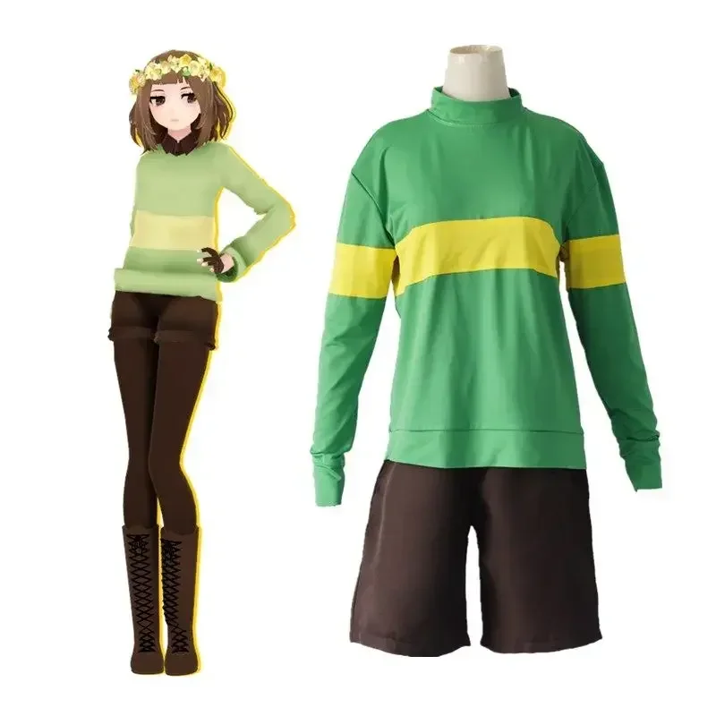 

Adult Anime Game Undertale Chara Frisk Cosplay Costume Unisex Sweatshirts High-collar Long Sleeve T-shirt Hoodies Shorts