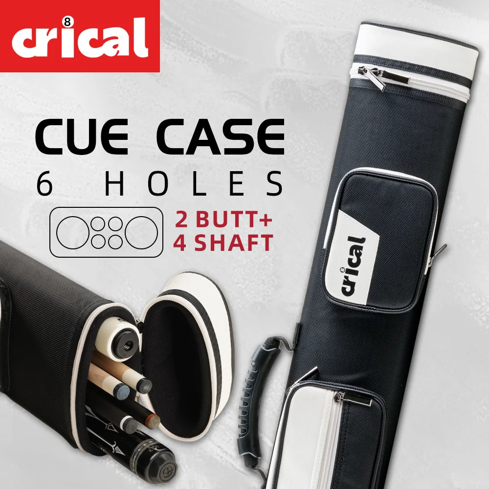 

CRICAL Billiards Cue Case 6 Holes 2x4 Pool Cue Case Billiard Bag 2 Butts 4 Shafts 86cm Stick Carrying Case Billiard Accessories