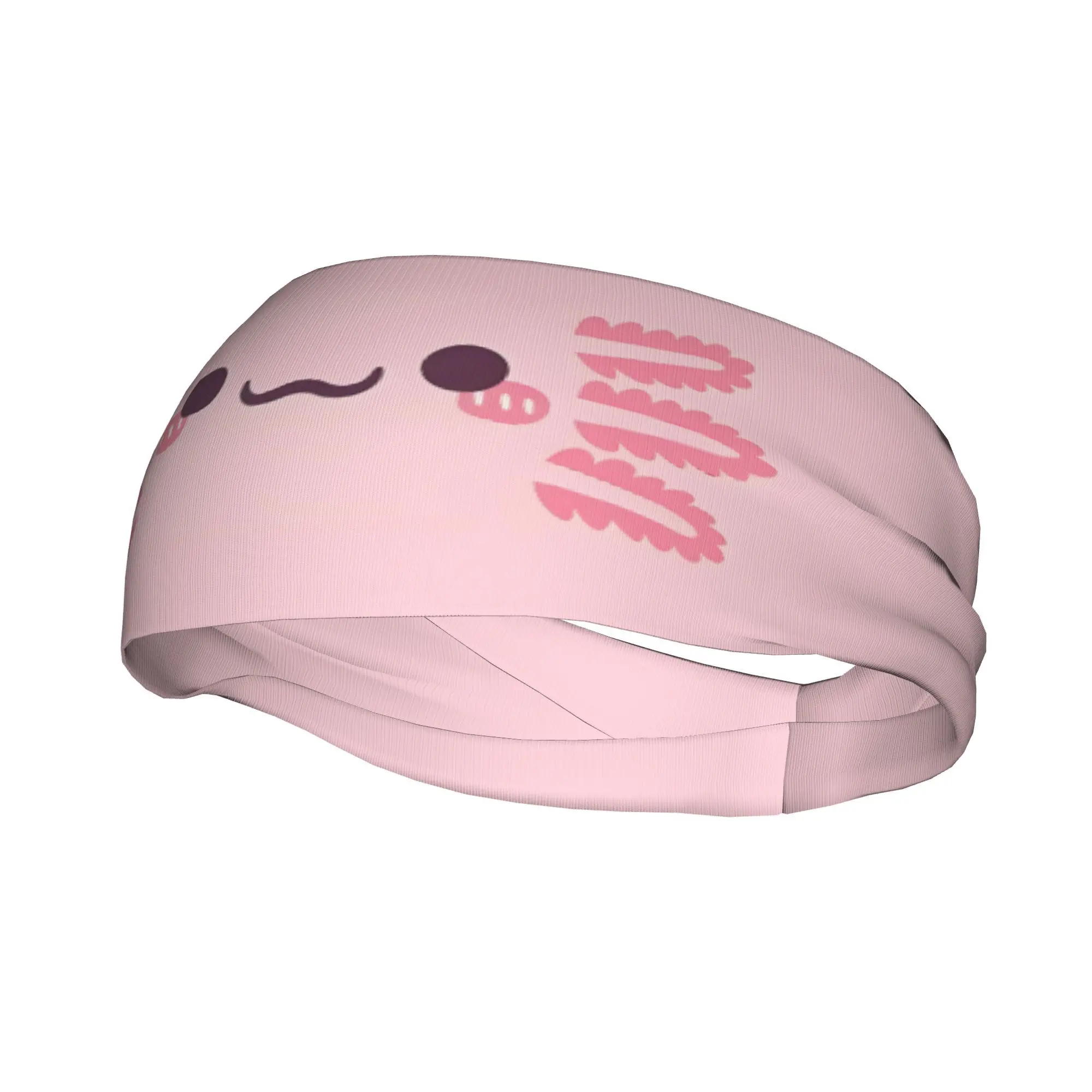 

Cute Axolotl Face Print Headband Sweat Absorbent Elastic Non-slip Sports Hairband for Kids Adults Kawaii Unisex Accessory