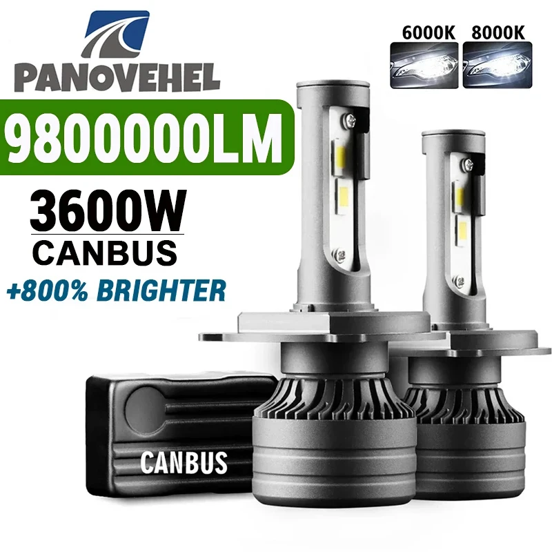 

Светодиодные автомобильные лампы PANOVEHEL H4 CANBUS 9800000LM 3600W H4 H7 H8 H11 H1 9005 9006 HB3 HB4, светодиодные фары для автомобиля, турбо-лампы для авто