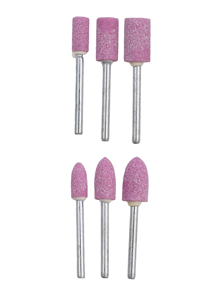 Многоцелевой электрический вращающийся инструмент, сверла для дизайна ногтей, сменная головка наждачной бумаги, 6 шт., красный корундовый материал, хвостовик 3 мм