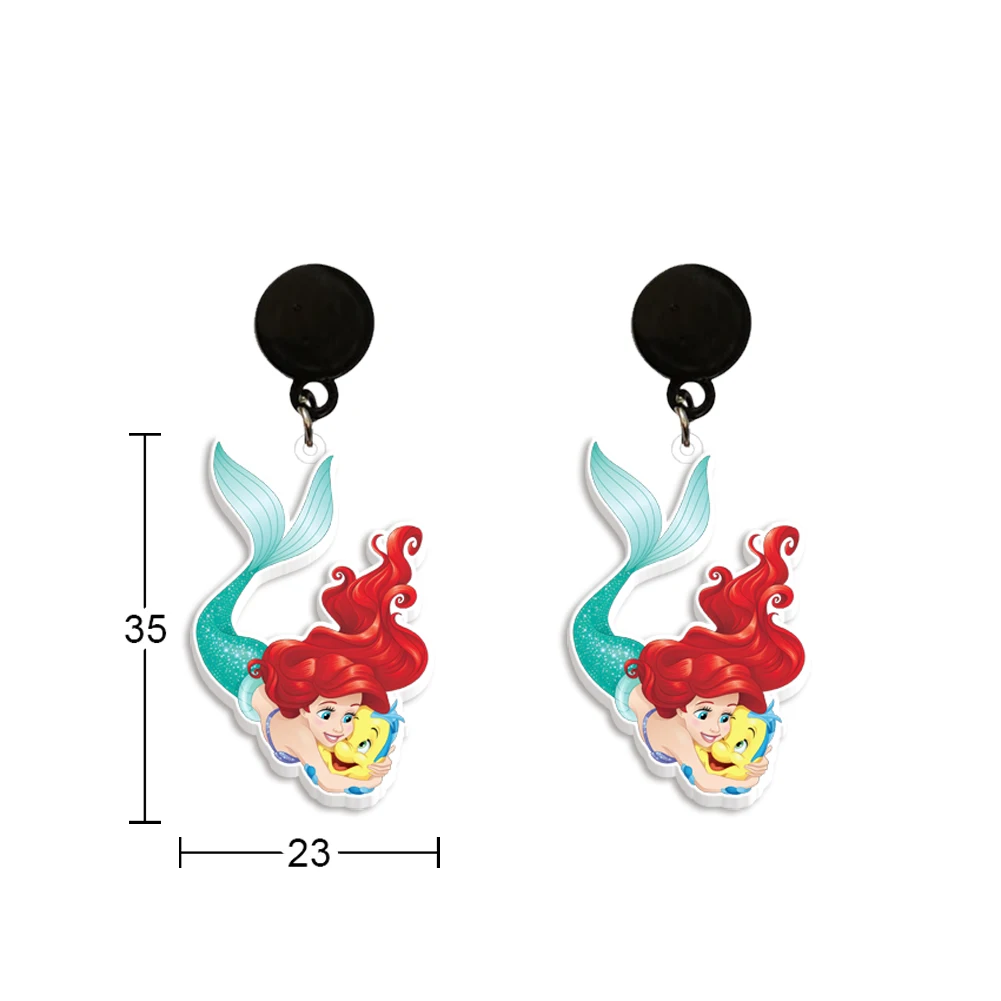 Boucles d'oreilles Disney Little Mermaid Princess pour femmes et filles, beaux bijoux, cadeaux spéciaux, acrylique, nouveau