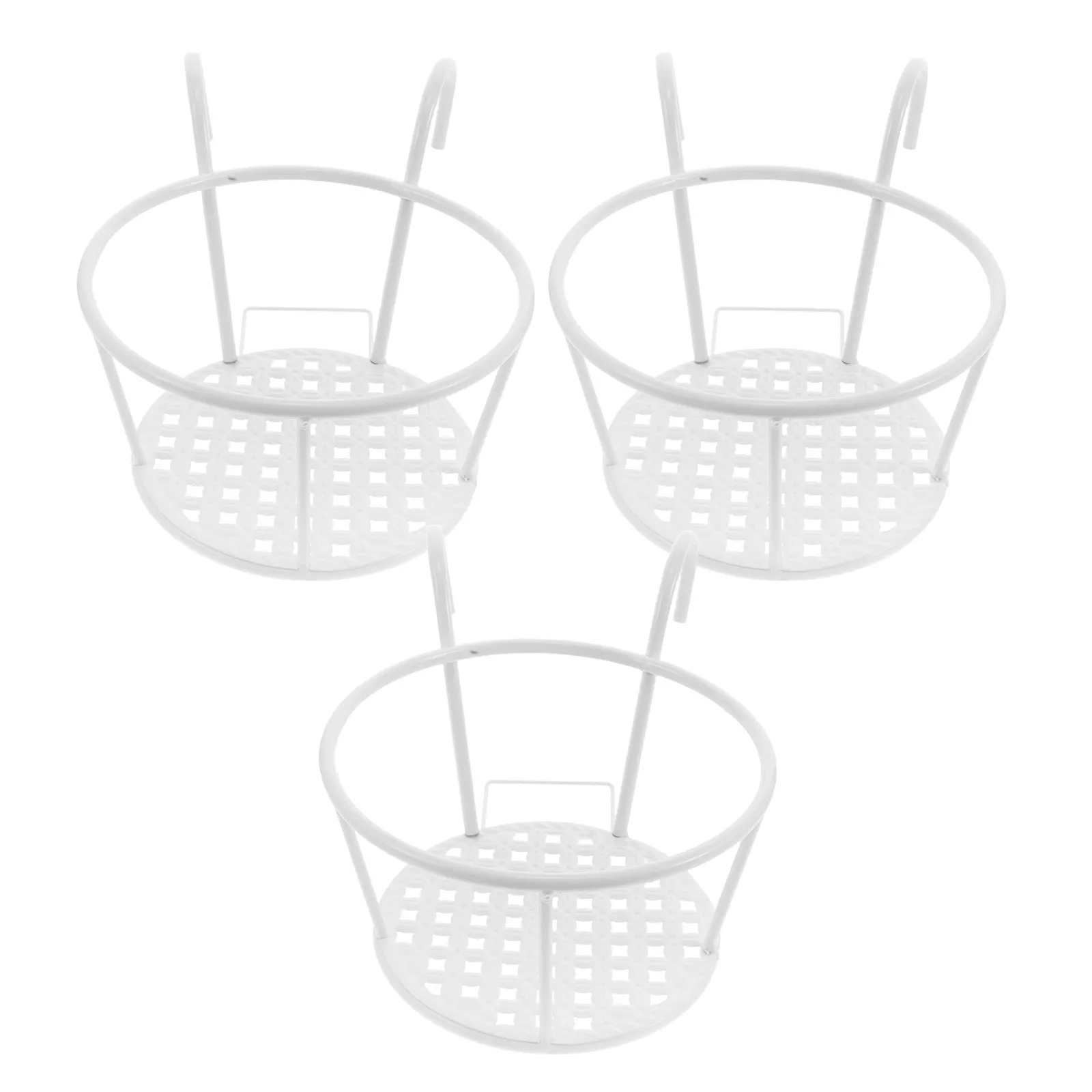 3個セット-バルコニー吊り下げ式プラントスタンド-錬鉄製手すりフラワーポットホルダー-省スペースデッキレールプランター-吊り下げ鉢植え用