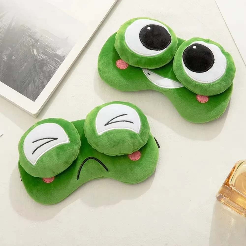 Lovely Cartoon Frog Sleep Eye Mask Green Big Eyes Breathable Shading Sleep Mask Skin-friendly Sleeping Eye Cover Dream Night