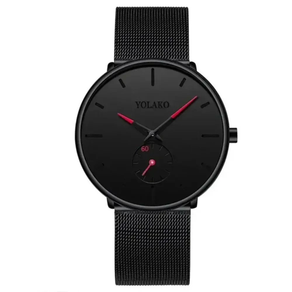 남성 패션 미니멀리스트 시계, 비즈니스 캐주얼 쿼츠 시계, 심플한 남성 스테인레스 스틸 메쉬 밴드 시계