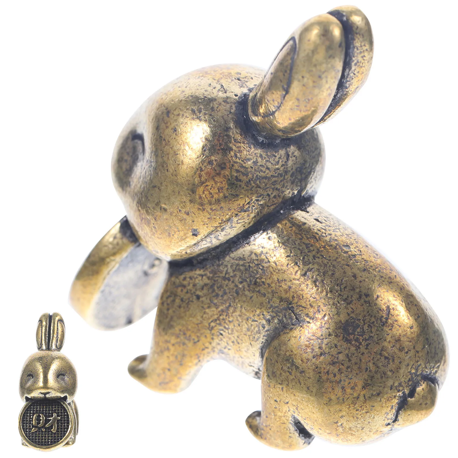 

Brass Chinese Zodiac Bunny Statue Exquisite Rabbit Adornment Creative Desktop Decor Small Brass Craft Ornament
