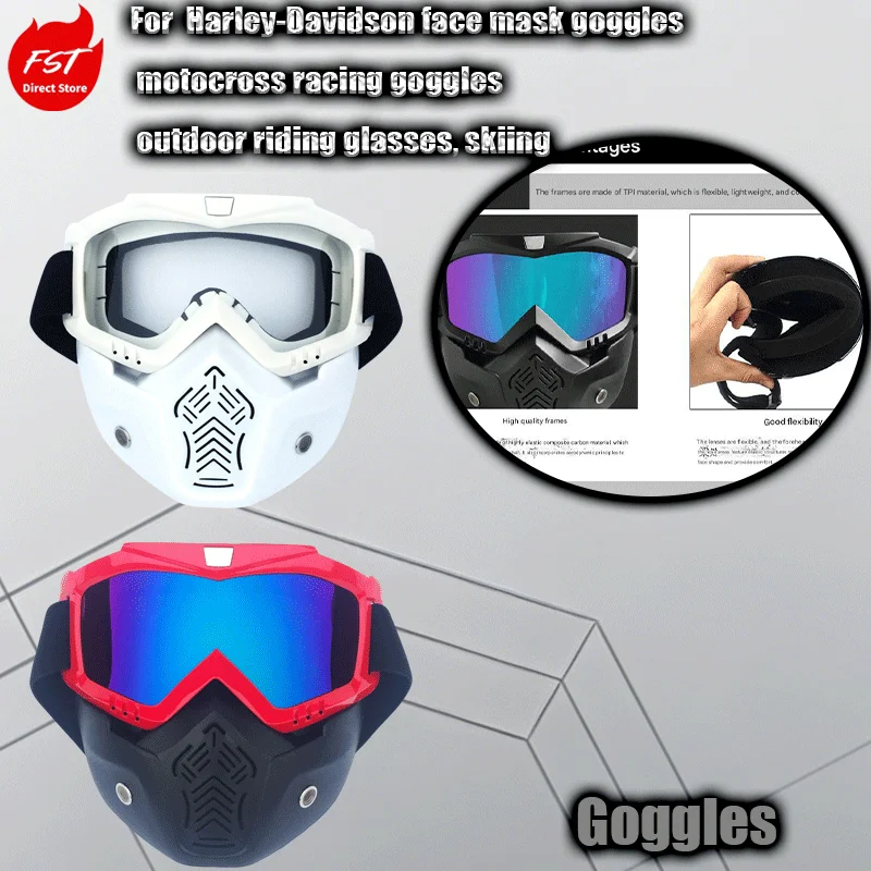 For Factory direct stock of Harley retro face shields goggles motocross racing goggles outdoor riding glasses and skiing goggles