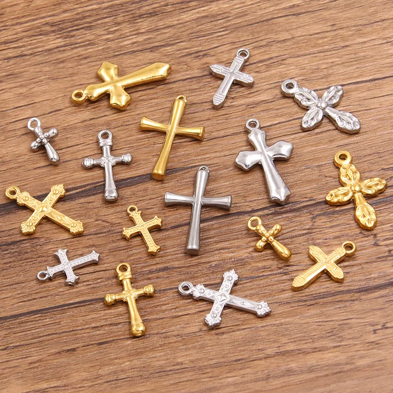 2 قطعة 2 اللون 304 الفولاذ المقاوم للصدأ الوجهين الصليب قلادة الشكل الهندسي سحر عقد دي اي واي لصنع المجوهرات