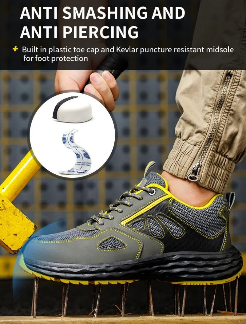 

Легкая мужская защитная обувь с изоляцией 6 кВ, рабочие защитные ботинки без металла, дышащие мужские рабочие ботинки, устойчивые к проколам кроссовки, новинка