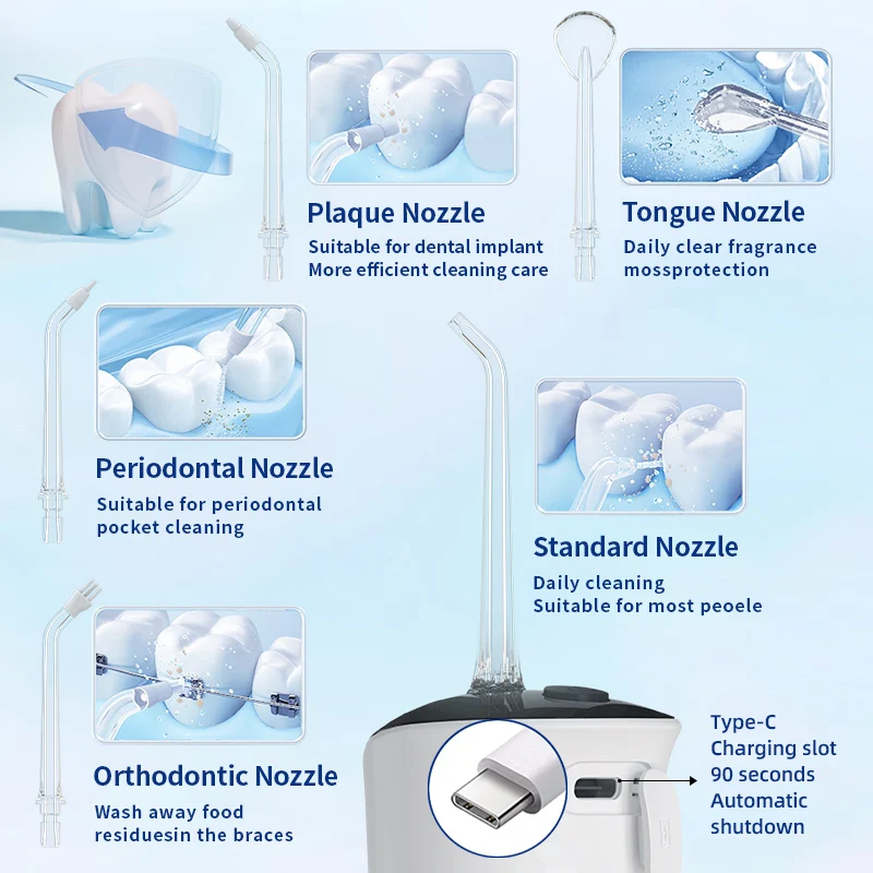 Portable 360ML 4 Modes Electric Waterflosser Cleaning Pick Tooth Cleaner Teeth Dental Irrigator Oral