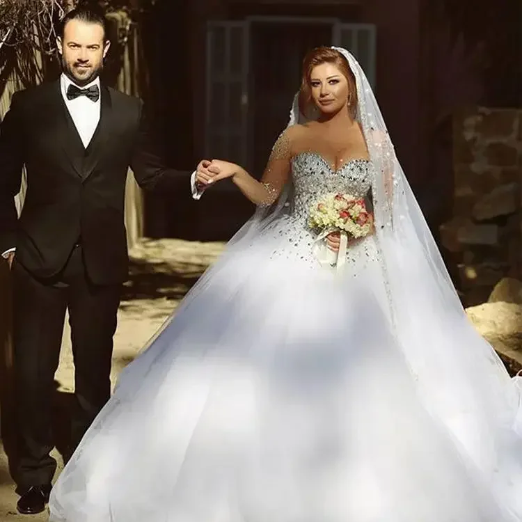 여성 웨딩드레스 맞춤 제작, 긴팔 빈티지 레이스 스위트하트 넥 브라이덜 가운, 백리스 웨딩드레스