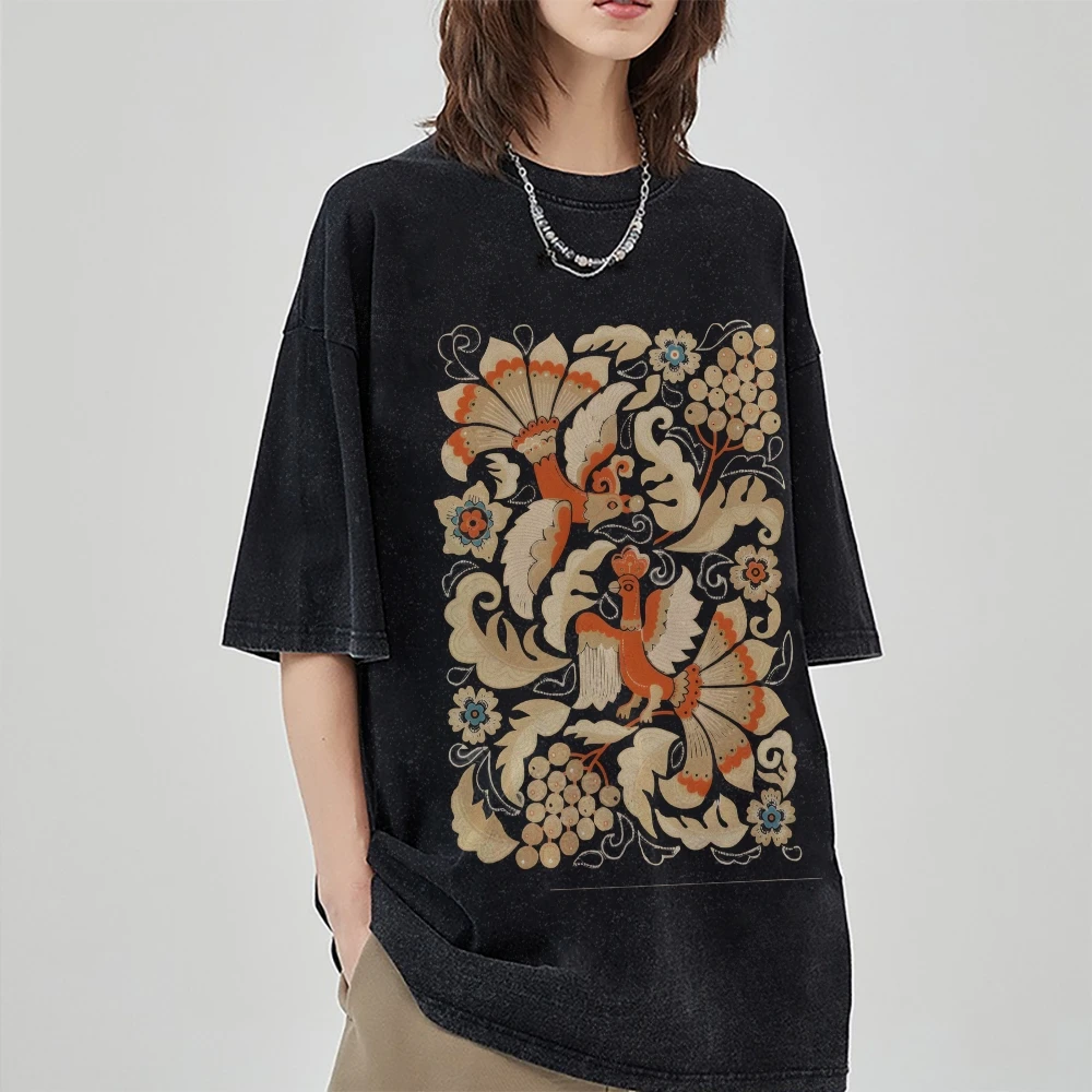 

Unique Style, Special Pattern, Women's Oversized Tee, Y2k Graphic T-Shirt,Cute Hand-Painted Bunny, Korean Style Summer Top, 2025
