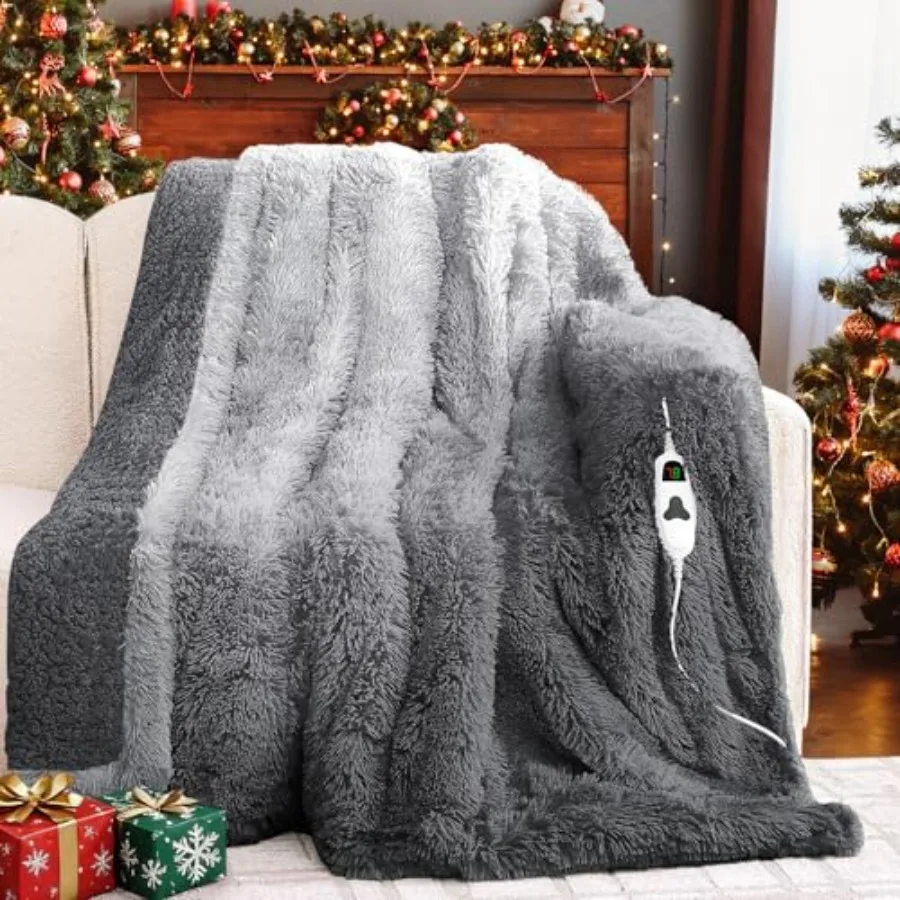 

Heated Electric Blanket Twin Faux Fur with Soft Thick SherpaWarm Winter Birthday Gifts for Women Grandma 10 Heat Settings 5 Tim