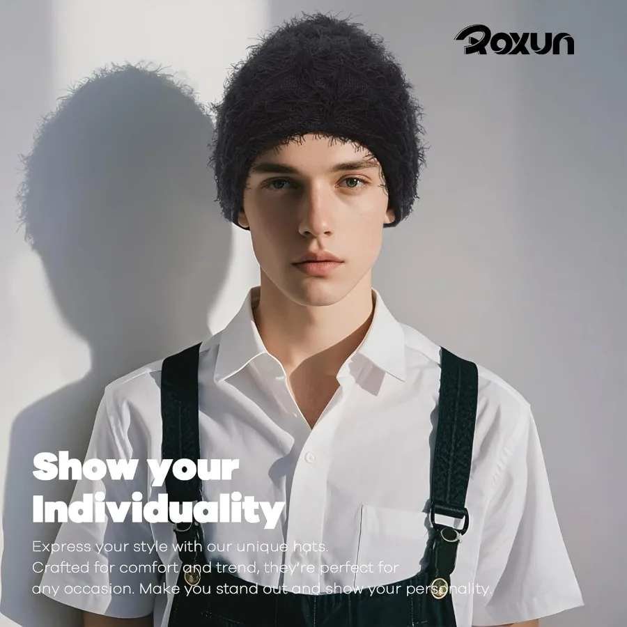 Gorro desgastado Fuzzy Shiesty Yeat Cálido Talla única para hombres Mujeres Gorro de punto de moda de invierno