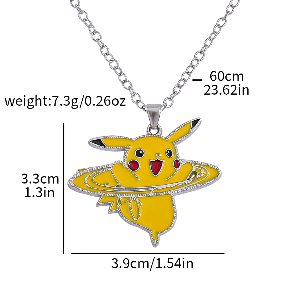 Space Saturn Pikachu Necklace Cartoon Enamel Pendant Cute Anime Accessories for Men and Women