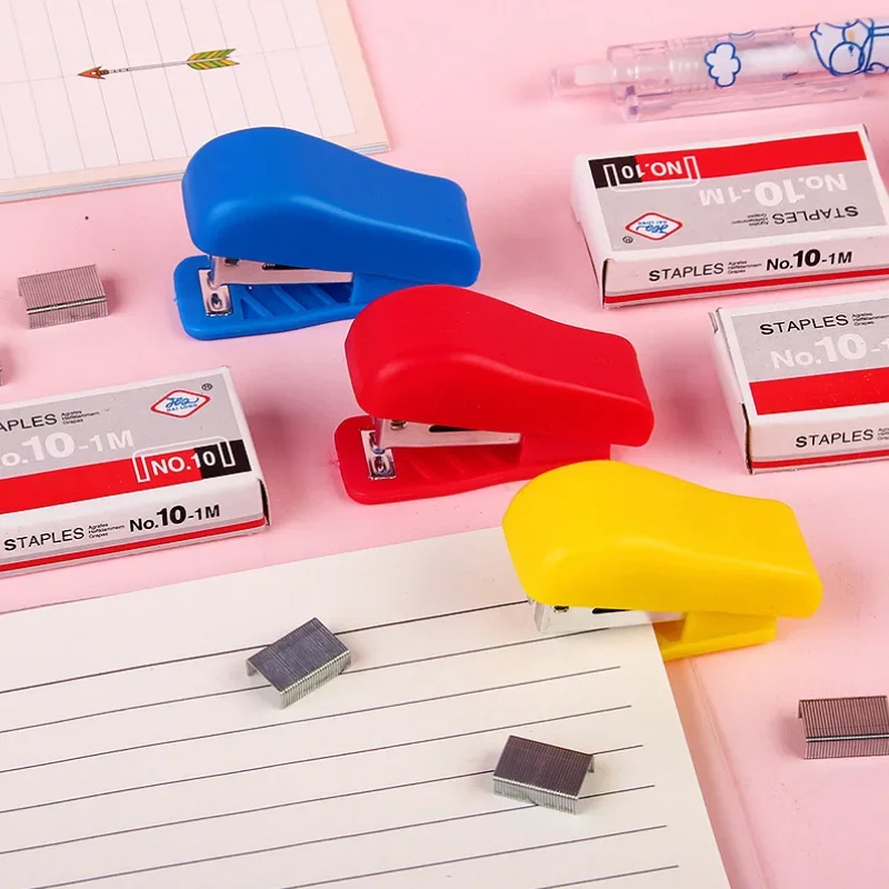 Cute Mini Stapler Set Student Stationery Simple Portable Many Colour Labor-Saving Office Staples Wholesale