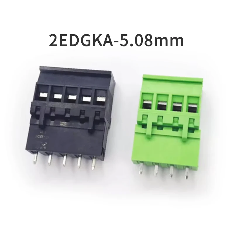 (10 Pcs) 2EDGKA-5.08mm Plug + Cotter Pin Black Green PCB Plug-in Terminal Block KF2EDGKA 2P 3P 4P 5P 6P 7P 8P 9P 10P 12P