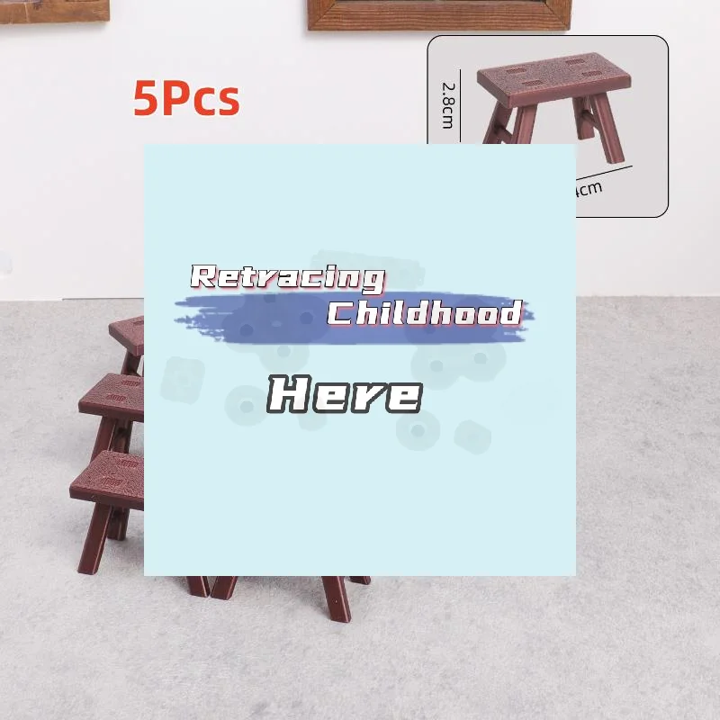 5Pcs Miniature Stool 1:12 Scale Dollhouse Furniture Plastic Bench For Dollhouse Kitchen Living Room Decoration Accessories-TOY