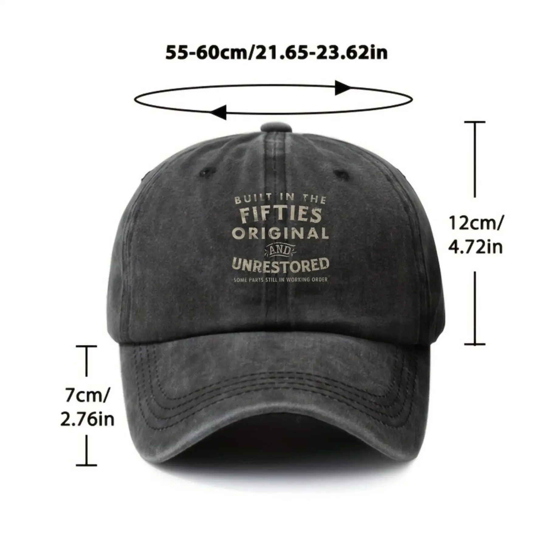 Built in the Fifties Original Unrestored Vintage Washed Baseball Cap for Men Women Casual Outdoor